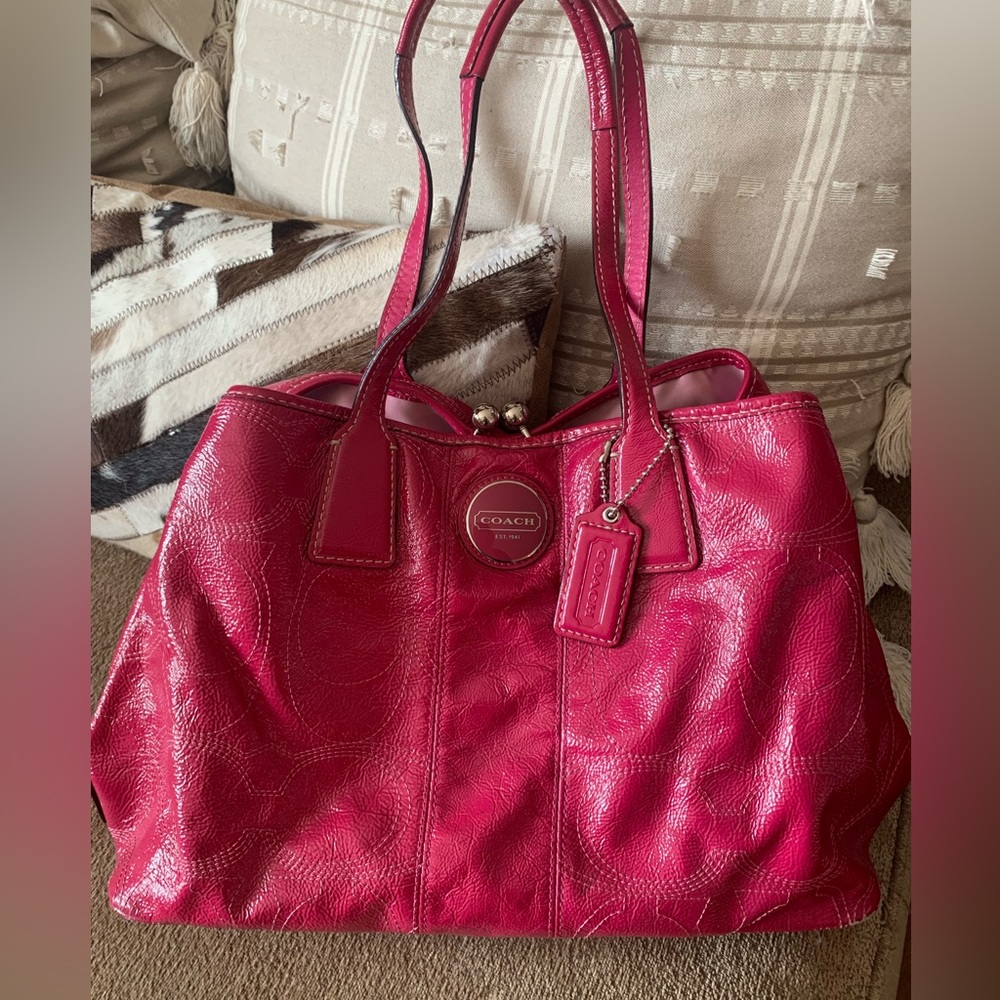 Pink leather COACH purse